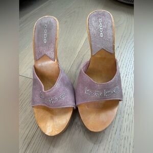 Vintage y2k heels leather and wood